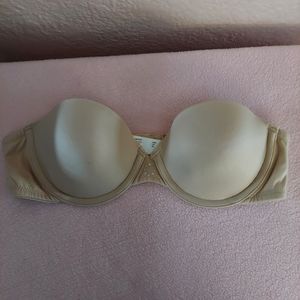 Strapless underwire bra 34B tan/beige lightly padded used Maidenform.